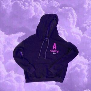 American Eagle Navy Hoodie with Pink Logo